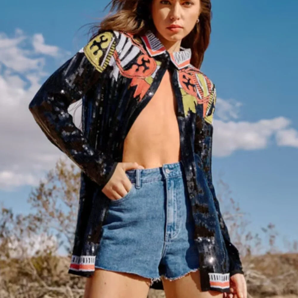 NASTY GAL COUNTRY STAR SEQUIN JACKET GLAM WESTERN FESTIVAL FIERCE COWGIRL 4 - Picture 2 of 14
